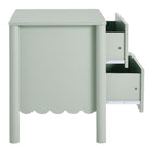 Modway Emmeline Scalloped 2-Drawer Nightstand - Sage-7