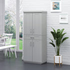 HOMCOM 72" H Modern Kitchen Pantry Cabinet with Shelves - Grey-2 large cabinets with doors and a pull-out drawer provide ample storage space 