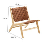 Modway - Saoirse Cuir Fauteuil lounge d’accent en bois - Brun naturel-Conception du tressage en panier