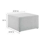 Modway - Callum Gros tissu carré tissé en bruyère de 28" Rembourré Ottoman - Tissage à bruyère gris clair-Rembourrage en mousse dense