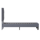 Flash Furniture - Lit plateforme Roxbury très grand touffeté en tissu gris clair-Touffeté à boutons