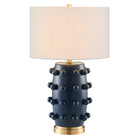 Hudson&Canal - Lampe de table en céramique Farrington de 66 cm de haut avec abat-jour en tissu - Bleu marine mat/blanc-Associé à un abat-jour en tissu tambour blanc