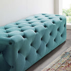 Modway Amour 60" Tufted Button Entryway Performance Velvet Bench - Sea Blue-Durable Stain-Resistant Fabric