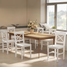 HOMCOM - Chaises de salle à manger en bois style ferme avec dossier croisé - blanc - lot de 4-Couleur : Blanc