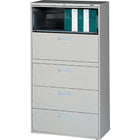 Staples Lateral File Cabinet, 5-Drawer, Grey-Adjustable floor levellers and lock included