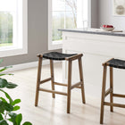 Modway - Saoirse Imitation cuir Tabouret de comptoir en bois - Noir noyer - Ensemble de 2-Protège-pieds pour la protection du sol