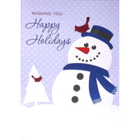 Mill Brook Studio Christmas Greeting Cards/Envelopes - 5-3/8" x 7-3/4" - Happy Holidays: Snowman and Cardinal - 18 Pack-Card shop quality greeting cards