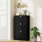 HOMCOM Narrow Shoe Cabinet with 3 Flip Drawers for Entryway - Black-Blister-treated drawer panels for easy maintenance