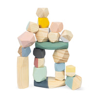 Janod Sweet Cocoon Stacking Stones 20-Piece Set-Play with 20 lightweight, stackable wooden stones.