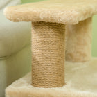 PawHut Adjustable Height Cat Stairs with Scratching Post for Sofa - Beige-Includes a hanging ball for added fun 