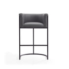 Manhattan Comfort - Cosmopolitan tabouret de bar moderne du milieu du siècle de 23,7" en similicuir gris et noir-Conception ouverte en demi-cercle avec finition arrière serrée
