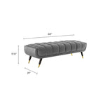Modway Adept 60" Performance Velvet Bench - Grey-Performance Velvet Upholstery