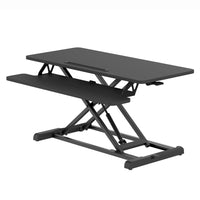 Ezywork 36" Sit-To-Stand Height-Adjustable Desk Riser Converter - Black-Premium dual-tier desk converter for seamless transition between sitting and standing