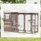 PawHut 76" L Outdoor Wooden Catio Walk-in Cat House with Jump Platforms - Brown-Window and door opening for cats observing outside 