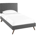 Modway Amaris Fabric Twin Platform Bed with Round Splayed Legs - Grey-Wood Frame / Particleboard Panel