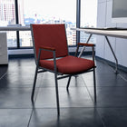 Flash Furniture – Chaise empilable robuste à revêtement bourgogne à motifs et rembourrage de 3 po Hercules, avec accoudoirs, p/4-Coussins profilés