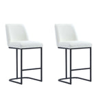 Manhattan Comfort - Serena tabouret de comptoir moderne en similicuir 45 cm - blanc - lot de 2-Tabouret de comptoir moderne avec dossier parfait pour le bar et la cuisine - Ensemble de 2
