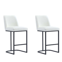 Manhattan Comfort - Serena tabouret de comptoir moderne en similicuir 45 cm - blanc - lot de 2-Tabouret de comptoir moderne avec dossier parfait pour le bar et la cuisine - Ensemble de 2