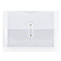JAM Paper Enveloppes en plastique avec index et fermeture à bouton et ficelle, 5 1/2 x 7 1/2 po, transparent, 24/paquet-Transparent