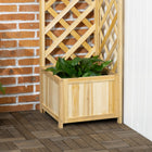 Outsunny Raised Garden Bed with Trellis for Vine Climbing - 16" x 16" x 57" - Natural-Pre-painted with a water-based paint
