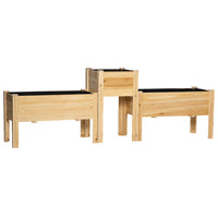 Outsunny Wood 3-Piece Planter Box Set - Natural-Three raised planters enable versatile arrangement and independent usage 