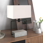 Hudson&Canal Holden 22.75" Tall Table Lamp with Fabric Shade - Concrete/Blackened Bronze/White-Handcrafted concrete and blackened bronze finish is applied to the rectangular metal and concrete base
