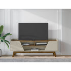 Manhattan Comfort Marcus 62.99" Mid-Century Modern TV Stand - Off White and Nature-Recommended for a 65" TV