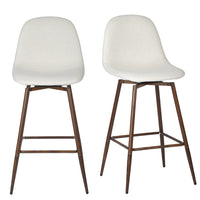 Homy Casa - Tabourets de Bar Modernes 26'' avec Tissu Beige et Pieds en Métal Noyer - Paquet de 2-Design Mid-Century Moderne: Revêtement en tissu beige élégant avec pieds métalliques finition noyer pour un look classique.