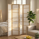 HOMCOM 4 Panel Freestanding Room Divider - Natural Wood-Great for creating personal spaces or dividing up large rooms 
