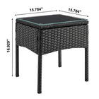 Manhattan Comfort Noli Modern Patio 2-Person Seating Group 3-Piece Set with End Table - Black/Cream-End Table Includes Removeable Tempered 5MM Glass