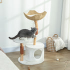 PawHut - Arbre à chat 40 po pour grands chats adultes d’intérieur avec poteaux en bois véritable-Le coussin doux est lavable en machine, garantissant un espace propre et confortable 
