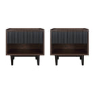 Manhattan Comfort Duane 20.23" Mid-Century Modern Nightstand 2-Piece Set - Dark Brown/Black-Mid-Century Modern Nightstand for Bedroom and Living Room Use. Set of 2