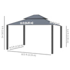 Outsunny Outdoor Canopy Hardtop Gazebo - 10' x 12' - Dark Grey-Galvanized steel roof ensures reliable shelter 