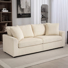 HOMCOM 3 Seater Upholstered Sofa Couch for Bedroom - Cream White-Comes with two scatter cushions for added comfort and support