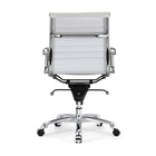 Plata Import - Antoni Chaise de Bureau Rembourrage en Cuir Cadre en Métal à Hauteur Réglable à Dossier Bas, Blanc-Bras fixes