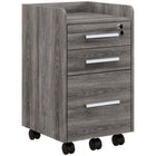 HOMCOM Vertical Mobile Filing Cabinet with Lockable Drawer - Grey-Upper 2 drawers provide extra storage spaces
