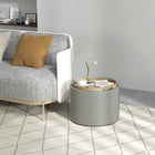 HOMCOM Round Tray Top Coffee Table with Storage and Upholstery - Grey-Hidden storage under the seat for miscellaneous items