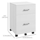 Vinsetto Mobile 2-Drawer Letter/A4 Filing Cabinet with Wheels - White-The large drawer below can hang letters horizontally or A4 size documents vertically
