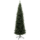 HOMCOM 7' Artificial Pencil Christmas Tree with 980 Branches and Metal Base - Green-Integrally formed branches ensure a realistic festive flair 