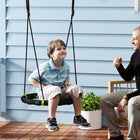 Qaba Kids Saucer Tree Swing - 24" Round - Green-Breathable mesh is waterproof and washable, ensuring longevity and cleanliness 