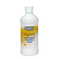 Handy Art Little Masters Washable Tempera Paint - White - 473 mL-Opaque blendable colours are bright & rich, won't chip, flake or crack when dry