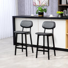 HOMCOM Counter Height Bar Stools with Solid Wood Legs - Black - 2 Pack-Padded seat and panels for comfort, with sleek, smooth faux leather upholstery
