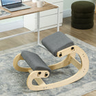 HOMCOM Ergonomic Rocking Wood Kneeling Chair for Improved Posture - Grey-Cushion and knee panel adjust to six positions for maximum comfort