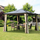 Outsunny - Tente abri dessu de 10 x 10 pi en toile rigide - abri lourd avec rideaux - beige et café-Le toit est traité contre les UV et permet à la lumière du soleil de passer