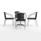 Table ronde en aluminium de 23,5 po avec 4 chaises en rotin noir, intérieur/extérieur (TLH-ALUM-24RD-020BKCHR4-GG)-4