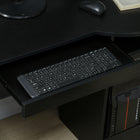 HOMCOM 49.25" Computer Desk with Drawers - Black-Sturdy frame with quality particleboard and MDF board