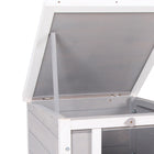 PawHut - Clapier à lapin en bois avec enclos, bac, gris - 20 po L x 16,5 po l x 17 po H-Conception unique avec une porte de clapier se transformant magiquement en rampe antidérapante pour accéder à l'extérieur 