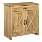 HOMCOM Accent 31.5" L Sideboard Buffet Cabinet with Storage - Natural Wood-The surface of this sideboard delivers a rustic style