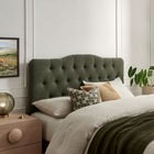 Modway Annabel Premium Linen Blend Queen Headboard - Sage-Wood Blend Frame