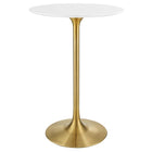 Modway Lippa 28" Round Wood Bar Table - Gold White-Modern Bar Table